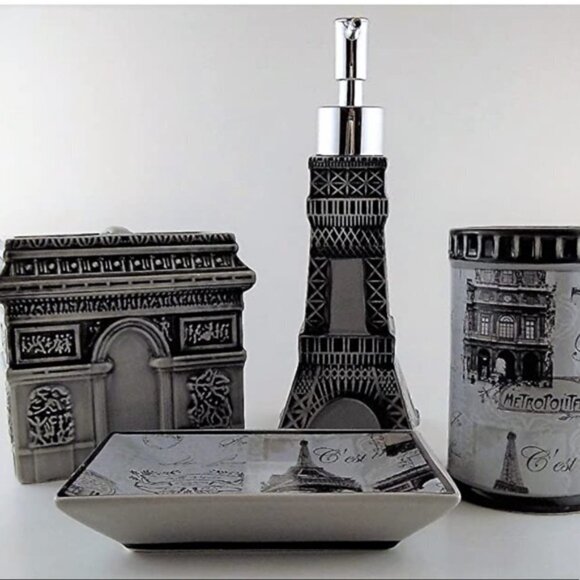 Paris French Toothbrush Holder Arc de Triomphe Ceramic Parisian French Country - Picture 8 of 9
